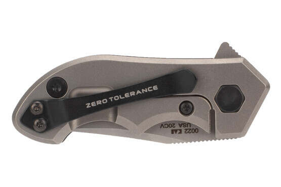 Zero Tolerance 0022 pocket knife features titanium and carbon fiber handle scales